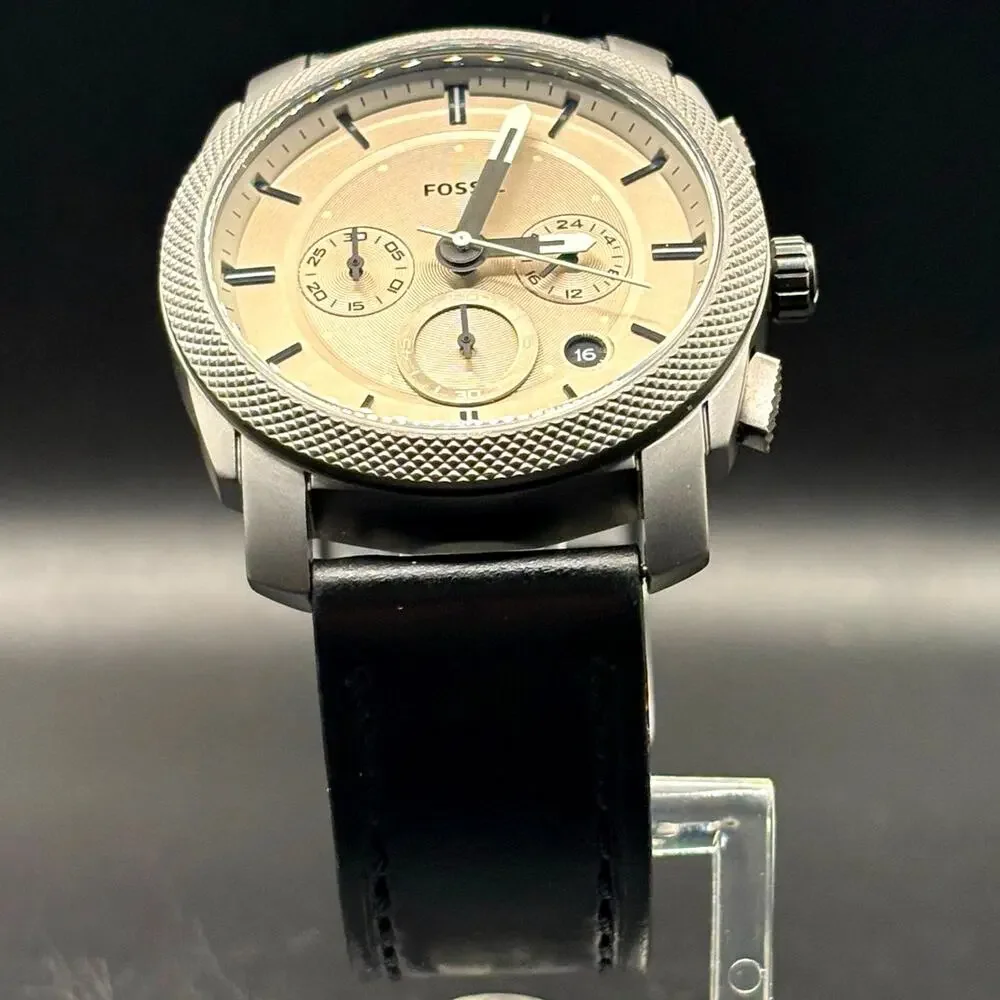 Fossil Machine FS5482 Chronograph 42mm Black Leather Men's Watch